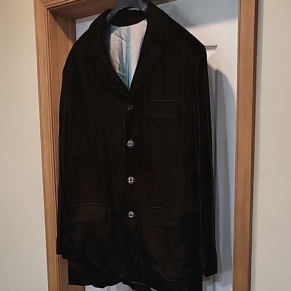 Stylish Brown Crushed Velvet Blazer XL